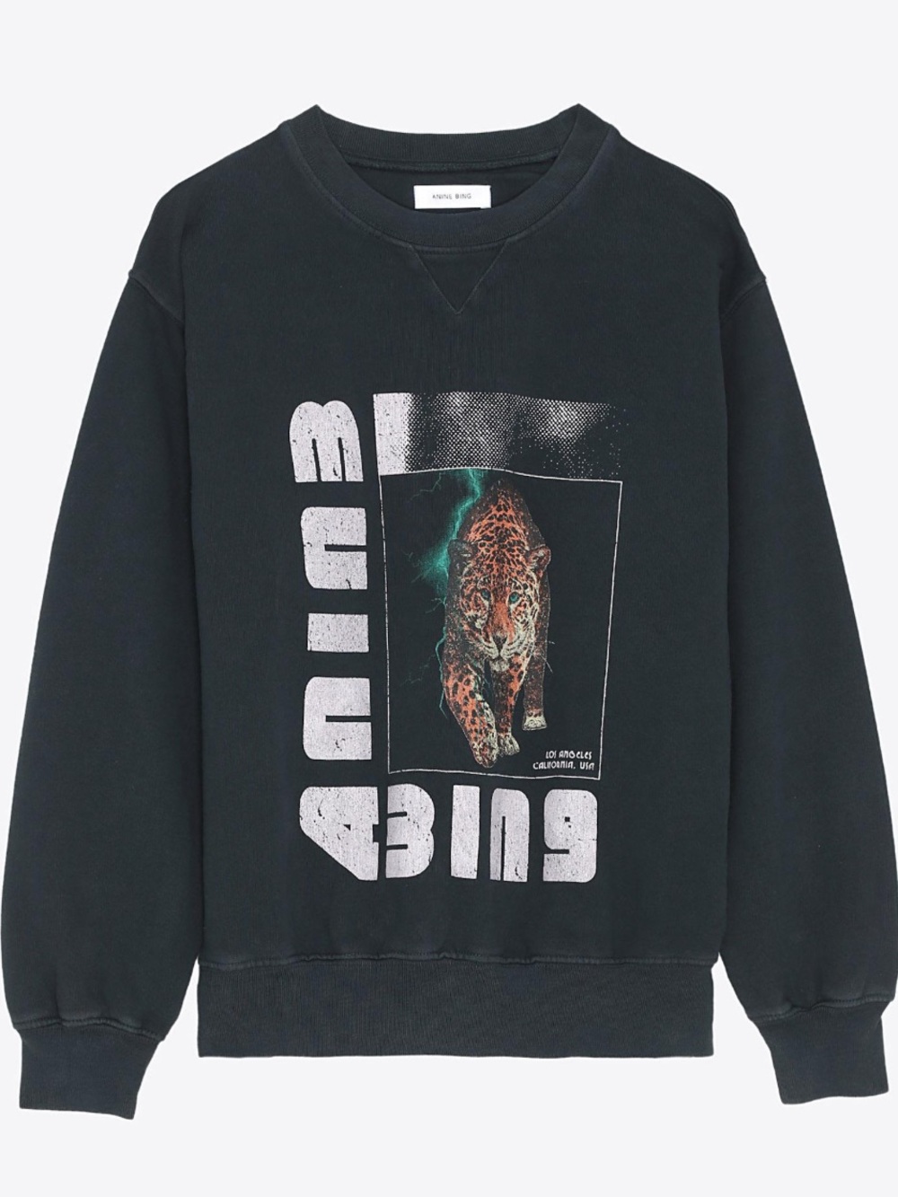 Anine Bing Wild Cat Bing Sweatshirt in Black Size Small NEW RARE